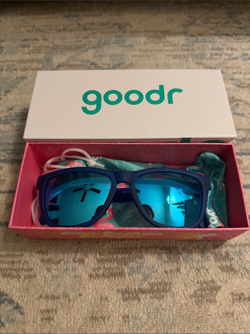 goodr Women's Blue Mirrored Sunglasses - Polarized Sport Style